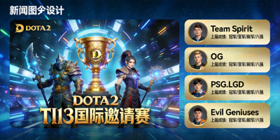 DOTA2 TI13国际邀请赛前瞻新闻配图展示赛事海报与战队信息